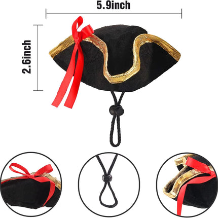 2 Pieces Pet Pirate Hat with Skull Studded Pet Leather Collar Pirate Cosplay Costume Accessories Photo Props for Cat Dog Puppy Halloween Dressing up (B)