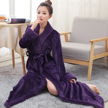 Plush Robes for Women Soft Warm Fleece Bathrobe Ladies Long Comfy Spa Bath Robe Housecoat