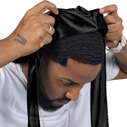 2 Pieces Silky Durag Pack for Men Women Waves, Premium Satin Deluxe Du-Rag