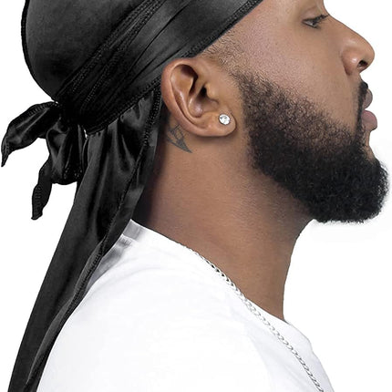 2 Pieces Silky Durag Pack for Men Women Waves, Premium Satin Deluxe Du-Rag