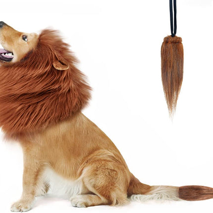 Lion Mane for Dog Costumes, Realistic Wig for Medium to Large Sized Dogs, Halloween Costumes (Dark Brown)
