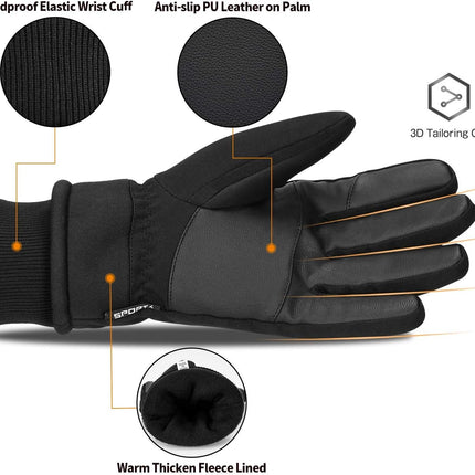 -30°F Winter Gloves Warm Thermal Gloves for Cold Weather Touch Screen Windproof Waterproof Gloves for Men Women Running Cycling Driving (Black,Large)