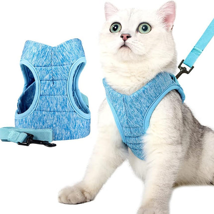 Cat Harness and Leash Set for Walking, Escape Proof Vest Harnesses for Cats, Ultra Light Breathable Soft Jacket (Blue, L (Chest: 13 - 15"))