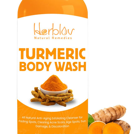 Turmeric Body Wash – Skin Brightening Liquid Soap for Discoloration – Natural anti Aging Exfoliating Turmeric Body Wash for Spots, Acne, Sun Damage – Bath Soap Skincare