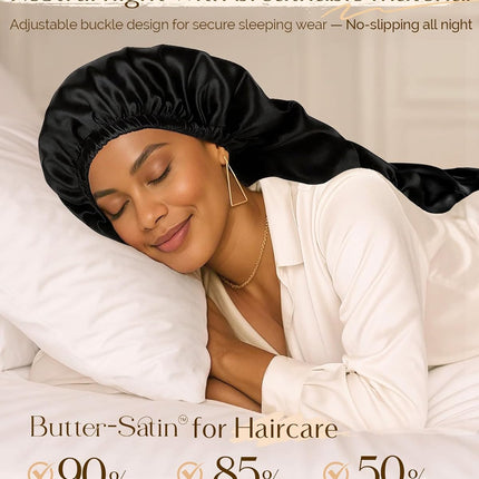 Long Bonnet Braid Bonnet for Sleeping Adjustable Satin Silk Bonnet for Braids Sleep Bonnet for Women Locs