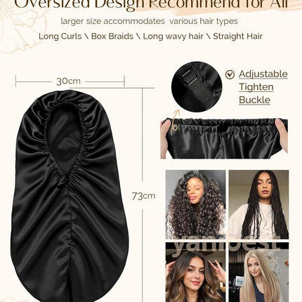 Long Bonnet Braid Bonnet for Sleeping Adjustable Satin Silk Bonnet for Braids Sleep Bonnet for Women Locs