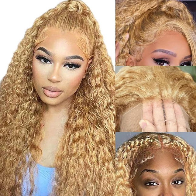 Human Hair Wig 5X5 27 Dark Brown Deep Wave Lace Front Wigs Human Hair Wig 200% Density