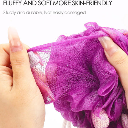 Premium Mesh Poufs (65G/Pcs) Bath Sponges Shower Loofahs Exfoliating Shower Puff - Great for Body Wash Pack of 4