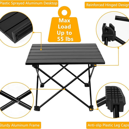 Portable Camping Table Folding Beach Table Portable Picnic Table Aluminum Camp Table Outdoor Backpacking Table Personal Mini Portable Table Camping Tables Fold up Lightweight