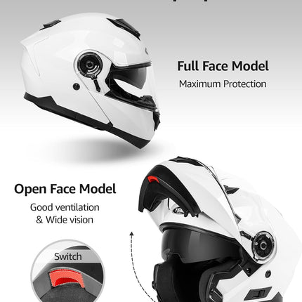 Modular Motorcycle Helmets, DOT Approved Full Face Motorcycle Helmet with Flip up Dual Visor, Helmets for Adults Men Women Helmets for Street Scooter ATV E-Bike - YM-926