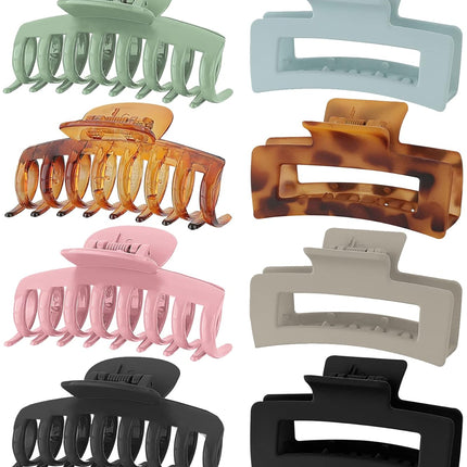 8 Colors Hair Clips Claw Clips Hair Claw Clips, 2 Styles Nonslip Medium Large Jaw Clip for Women Girls, 4 Square Matte and 4 Bright Acrylic Hair Clamps for Thick Thin Fine Long Hair -Style A
