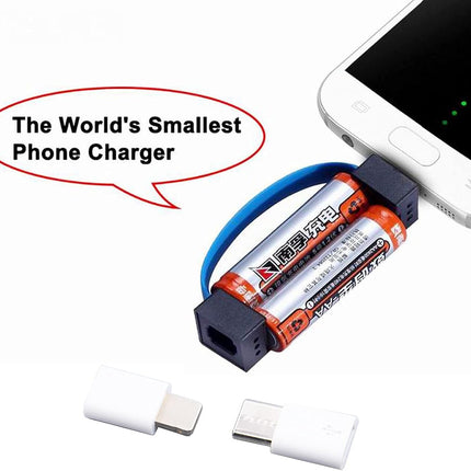 Portable Magnetic AA/AAA Battery Phone Emergency Charger with Microusb-Lightning Adapter and Microusb-Typec Adapter Suit for Cell Phone Smart Devices