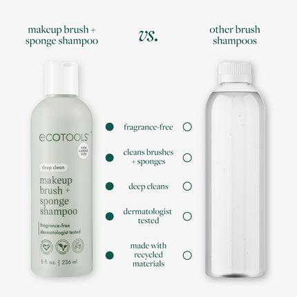 Cleanser Shampoo for Makeup Brush/Sponge/Puffs, Remove Makeup & Impurities, Fragrance-Free, No Harsh Chemicals, Vegan & Cruelty-Free, 6 Fl.Oz./177 Ml, 1 Count