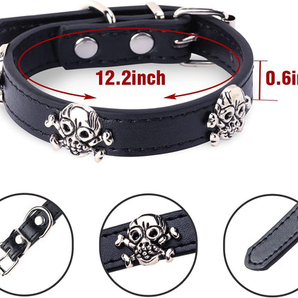 2 Pieces Pet Pirate Hat with Skull Studded Pet Leather Collar Pirate Cosplay Costume Accessories Photo Props for Cat Dog Puppy Halloween Dressing up (B)