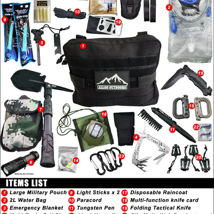 Ultimate Survival and Med Kit Complete 35L Bug Out Bag Backpack - Black