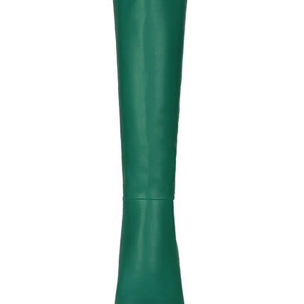 Women'S Boot Pointed Toe Side Zipper Stiletto Heel Knee High Boots Dark Green 8