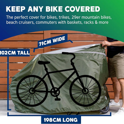 Bike Cover – Reflective Bicycle Covers for outside Storage - Waterproof & Weatherproof Garden Tarp Shelters for Bikes, Trikes, 29Ers, and Electric Bicycles