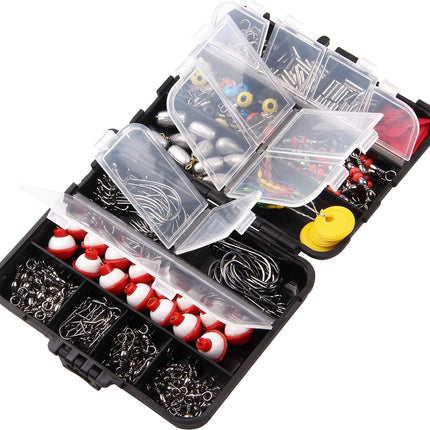 Fishing Accessories Tackle Kit Box- 273 Sinker Weights Crossline Barrel Swivel Snap Hooks Sinker Slides Fishing Bead with Tackle Box