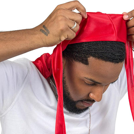 2 Pieces Silky Durag Pack for Men Women Waves, Premium Satin Deluxe Du-Rag