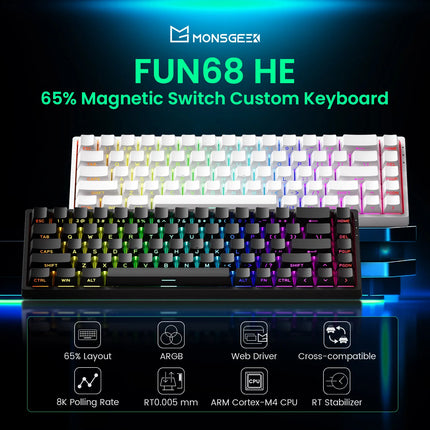 Monsgeek FUN68 FUN60 PRO&MAX HE Magnetic Keyboard 60% 65%Gaming Keyboards Rapid Trigger 8K Custom Keyboard Gamer Esports