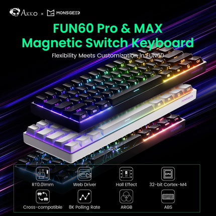 Monsgeek FUN68 FUN60 PRO&MAX HE Magnetic Keyboard 60% 65%Gaming Keyboards Rapid Trigger 8K Custom Keyboard Gamer Esports