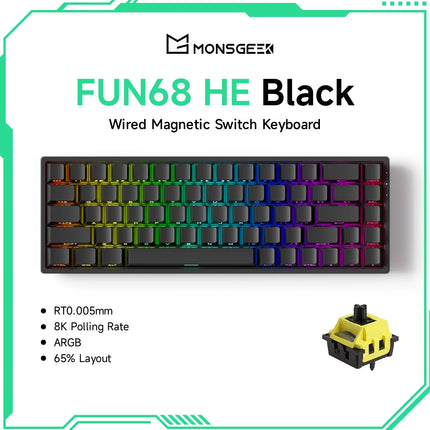 Monsgeek FUN68 FUN60 PRO&MAX HE Magnetic Keyboard 60% 65%Gaming Keyboards Rapid Trigger 8K Custom Keyboard Gamer Esports