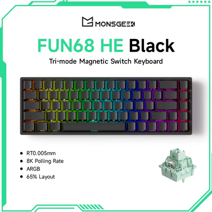 Monsgeek FUN68 FUN60 PRO&MAX HE Magnetic Keyboard 60% 65%Gaming Keyboards Rapid Trigger 8K Custom Keyboard Gamer Esports