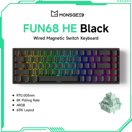 Monsgeek FUN68 FUN60 PRO&MAX HE Magnetic Keyboard 60% 65%Gaming Keyboards Rapid Trigger 8K Custom Keyboard Gamer Esports
