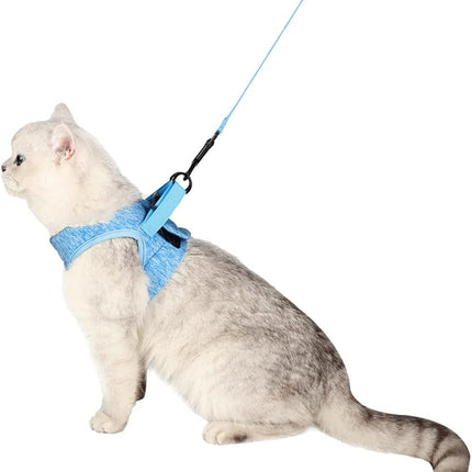 Cat Harness and Leash Set for Walking, Escape Proof Vest Harnesses for Cats, Ultra Light Breathable Soft Jacket (Blue, L (Chest: 13 - 15"))