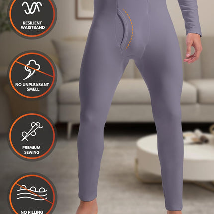2 Pack Thermal Underwear for Men Long Johns Fleece Lined Base Layer Set Winter Bottom Top 2XS-6XL