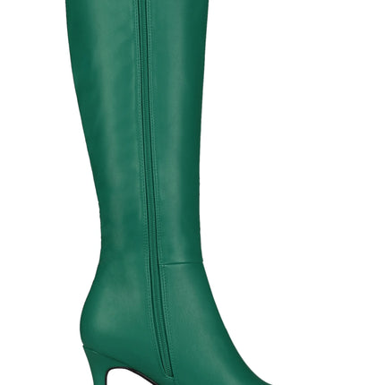 Women'S Boot Pointed Toe Side Zipper Stiletto Heel Knee High Boots Dark Green 8
