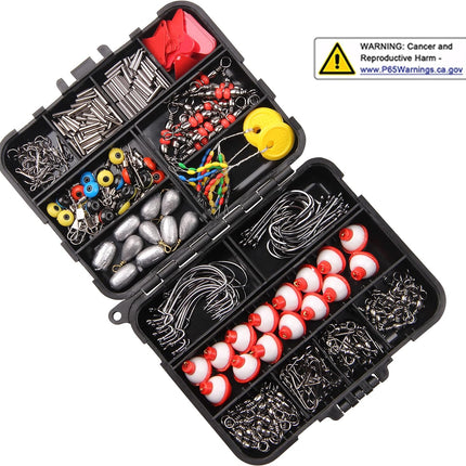Fishing Accessories Tackle Kit Box- 273 Sinker Weights Crossline Barrel Swivel Snap Hooks Sinker Slides Fishing Bead with Tackle Box