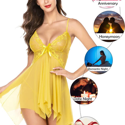 Lingerie for Women Lace Babydoll Sleepwear Boudoir Outfits plus Size Langeray XS-5XL