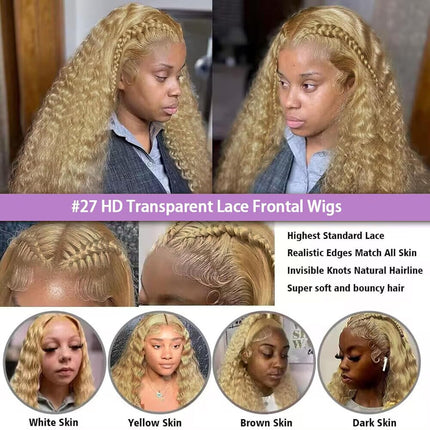 Human Hair Wig 5X5 27 Dark Brown Deep Wave Lace Front Wigs Human Hair Wig 200% Density
