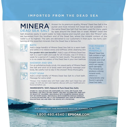 Fine Grain Dead Sea Salt for Bath & Soaking – 19 Lbs, Fast-Dissolving, 100% Pure & Natural, Unscented, Skin-Nourishing Bulk Sea Salt