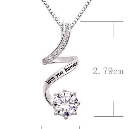 Jewelry Sterling Silver "Love You Forever" Cubic Zirconia Pendant Necklace
