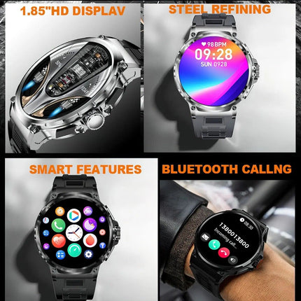 1.85" Ultra HD Smartwatch GPS Bluetooth Call Health Monitoring Watch Gym Gift