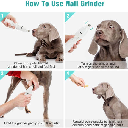 Pet Nail Grinder with LED Light & 2 Grinding Heads, 2-Speed Low Noise & More Powerful Dog Nail Grinder, Pet Nail Trimmer File, Painless Paw Claw Care, Quiet Toenail Grooming Tool for L/M/S Dogs/Cats