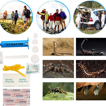 Snake Bite Kit, Bee Sting Kit, Emergency First Aid Supplies, Venom Extractor Suction Pump, Bite and Sting First Aid for Hiking, Backpacking and Camping. Includes Bonus CPR Face Shield (Blue)