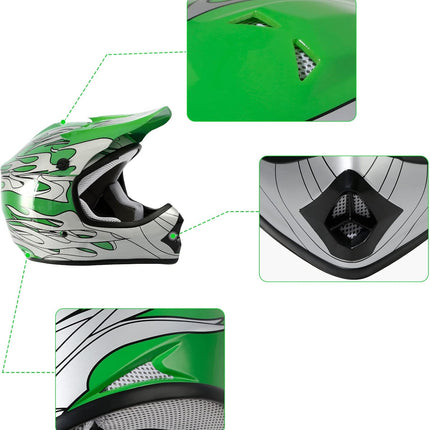 Youth Kids Helmet Motocross ATV Dirtbike BMX MX Offroad Full Face Motorcycle Helmet Gloves Goggles Dot Approved