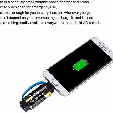 Portable Magnetic AA/AAA Battery Phone Emergency Charger with Microusb-Lightning Adapter and Microusb-Typec Adapter Suit for Cell Phone Smart Devices