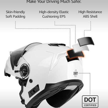 Modular Motorcycle Helmets, DOT Approved Full Face Motorcycle Helmet with Flip up Dual Visor, Helmets for Adults Men Women Helmets for Street Scooter ATV E-Bike - YM-926