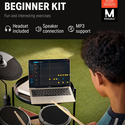 Electric Drum Set for Beginner with 180+ Sounds, Quiet Mesh Kid Child Students Electronic Drum Kit with Heavy Duty Pedals, On-Ear Headphones, DED-80 New Update Color