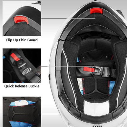 Modular Motorcycle Helmets, DOT Approved Full Face Motorcycle Helmet with Flip up Dual Visor, Helmets for Adults Men Women Helmets for Street Scooter ATV E-Bike - YM-926