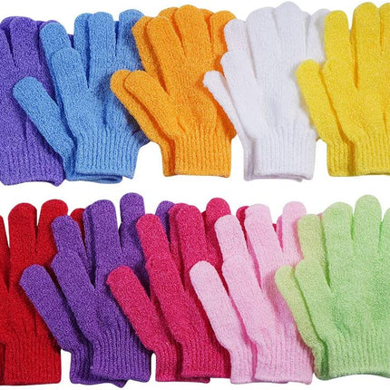 10 Pairs Exfoliating Gloves,Made of 100% Nylon,10 Colors Double Sided Exfoliating Gloves for Beauty Spa Massage Skin Shower Body Scrubber Bathing Accessories.