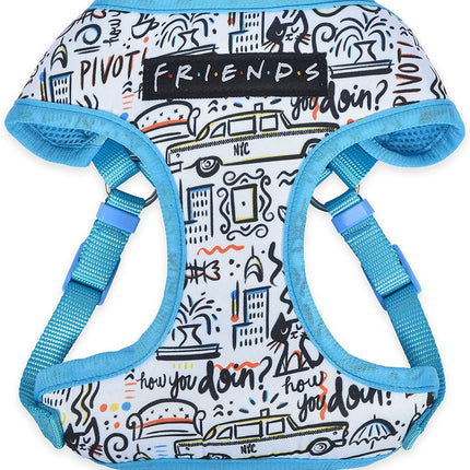 City Doodle Dog Harness for Small Dogs, Small (S) | Blue Small Dog Harness, No Pull Dog Harness with D-Ring | Machine Washable Friends Merch for Dogs from Friends TV Show