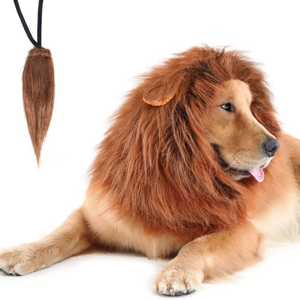 Lion Mane for Dog Costumes, Realistic Wig for Medium to Large Sized Dogs, Halloween Costumes (Dark Brown)