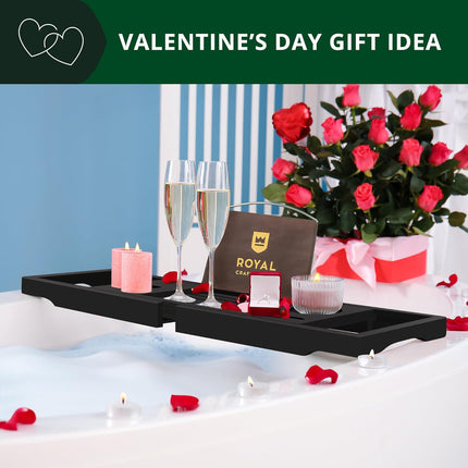 Premium Foldable Bathtub Tray - Wood Bath Tray for Tub, Bamboo Shelf, Expandable Bath Table Trays, Bathtub & Bathroom Accessories for New Home & Mothers Day & Birthday Gifts for Mom