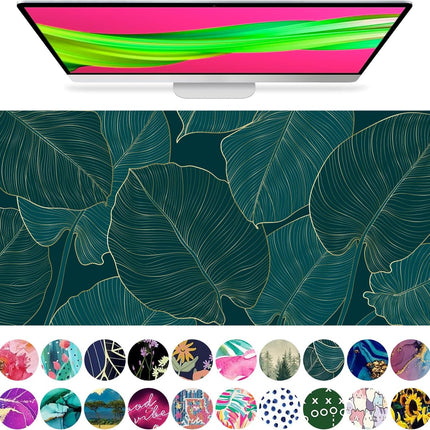 Large Mouse Pad, Desk Mat, Keyboard Pad, Desktop Home Office School Essentials College Cute Decor Big Extended Protector Computer Accessories Pretty Mousepad Women Girls XL Green Leaves